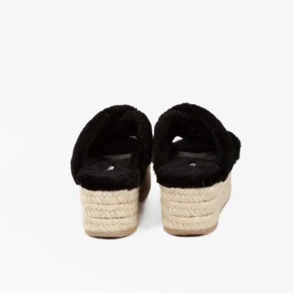 Miu Miu Black Shearling Crisscross Platform Slides - Picture 3 of 10